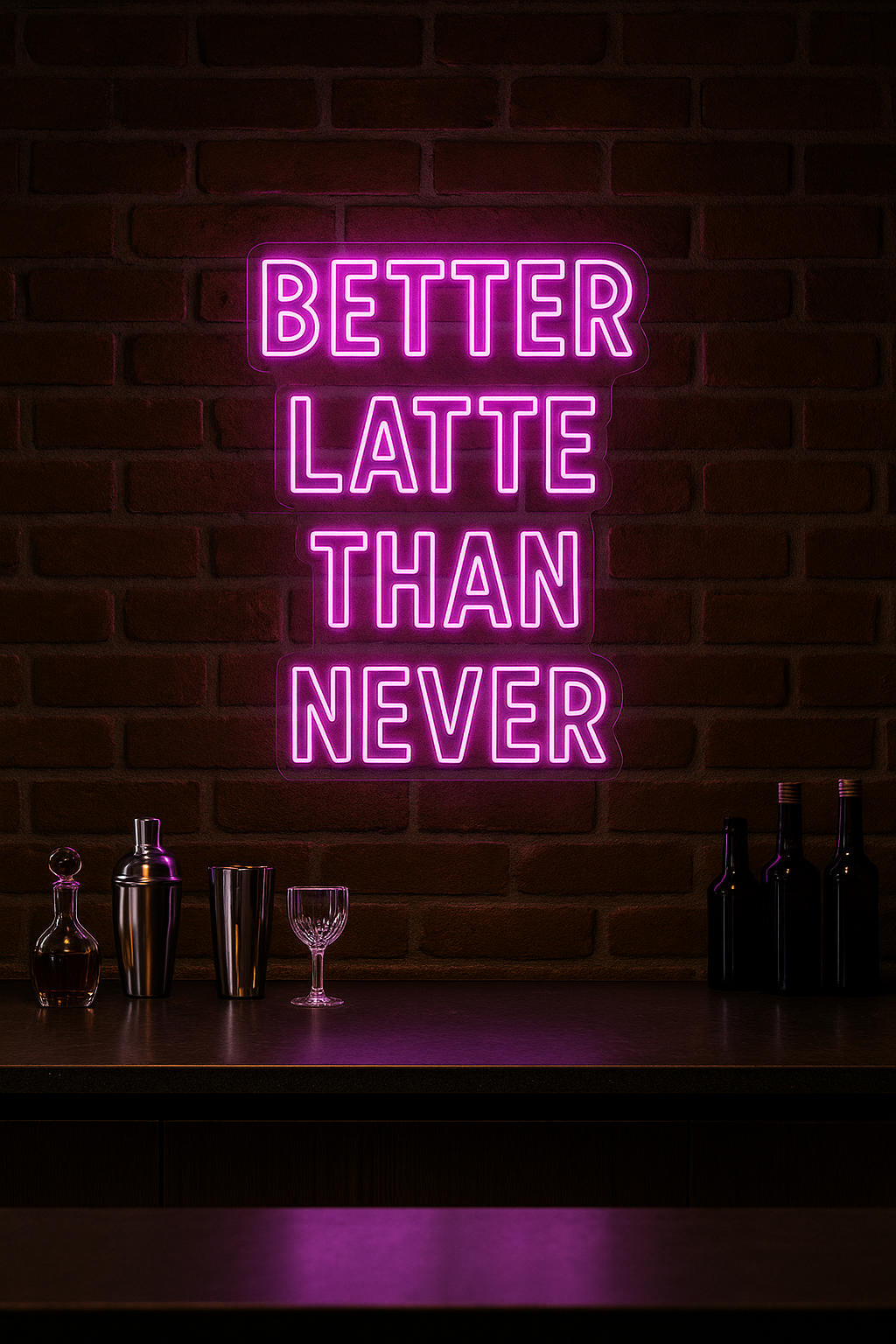 LED Neon Sign Better Latte Then Never 100 cm