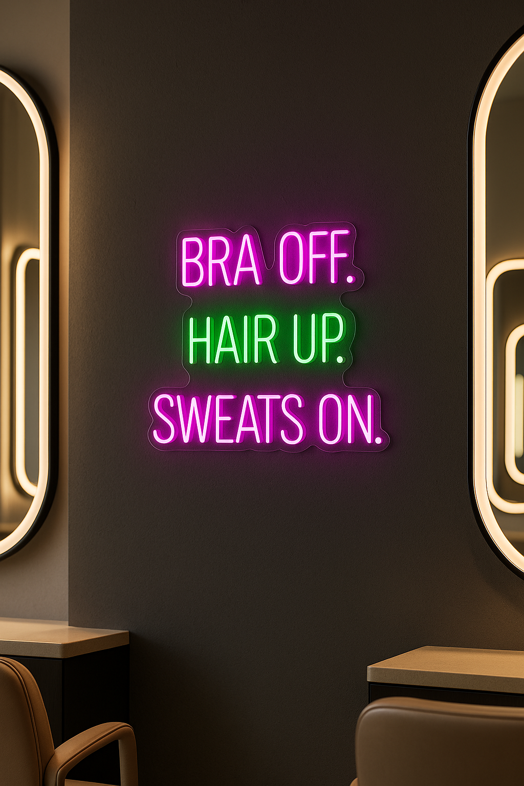 LED Neon Sign Bra off, hair up, sweats on 100 cm