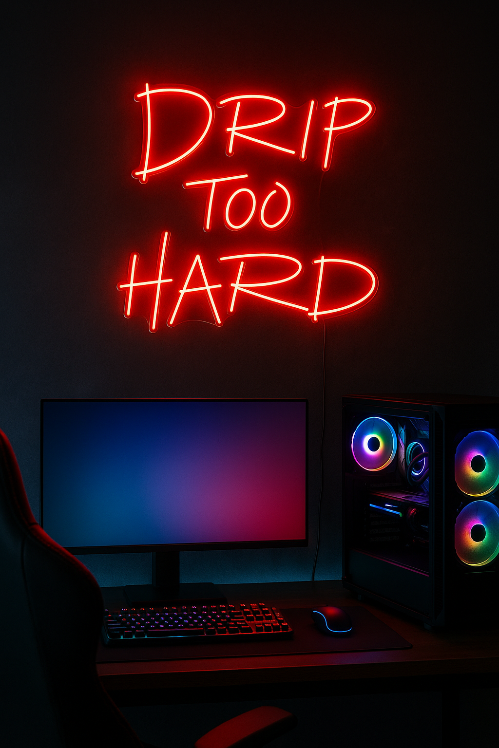 LED Neon Sign Drip Too Hard 100 cm