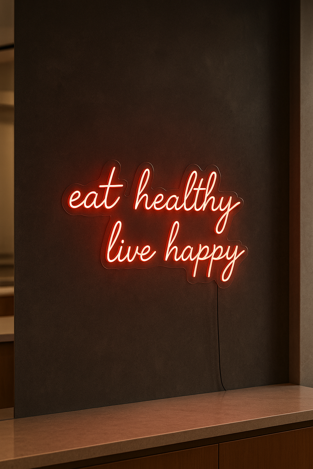 LED Neon Sign Eat Healthy Live Happy 100 cm