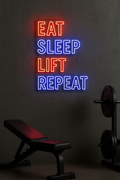 LED Neon Sign Eat Sleep Lift Repeat 100 cm