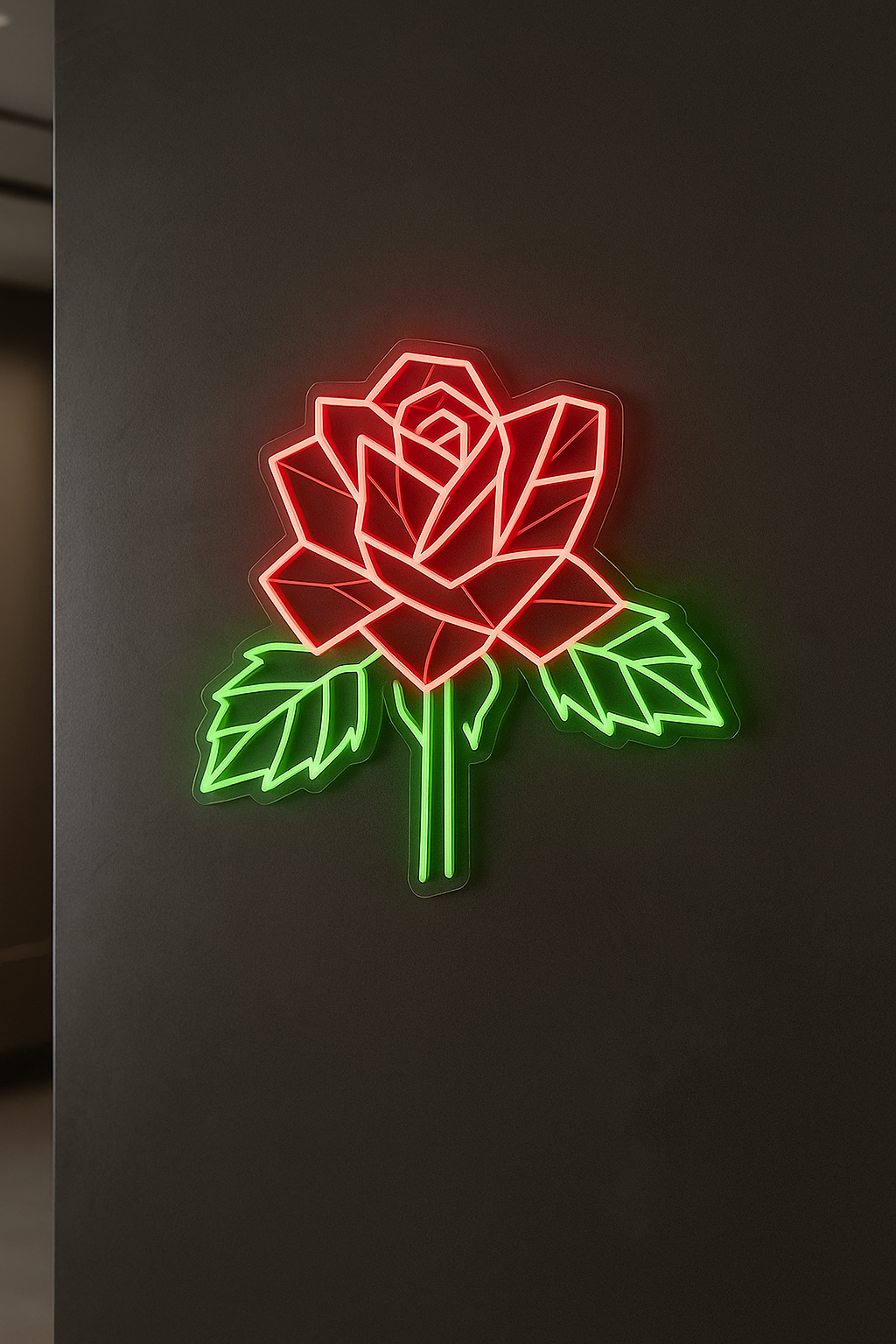 LED Neon Sign Geometric rose 100 cm