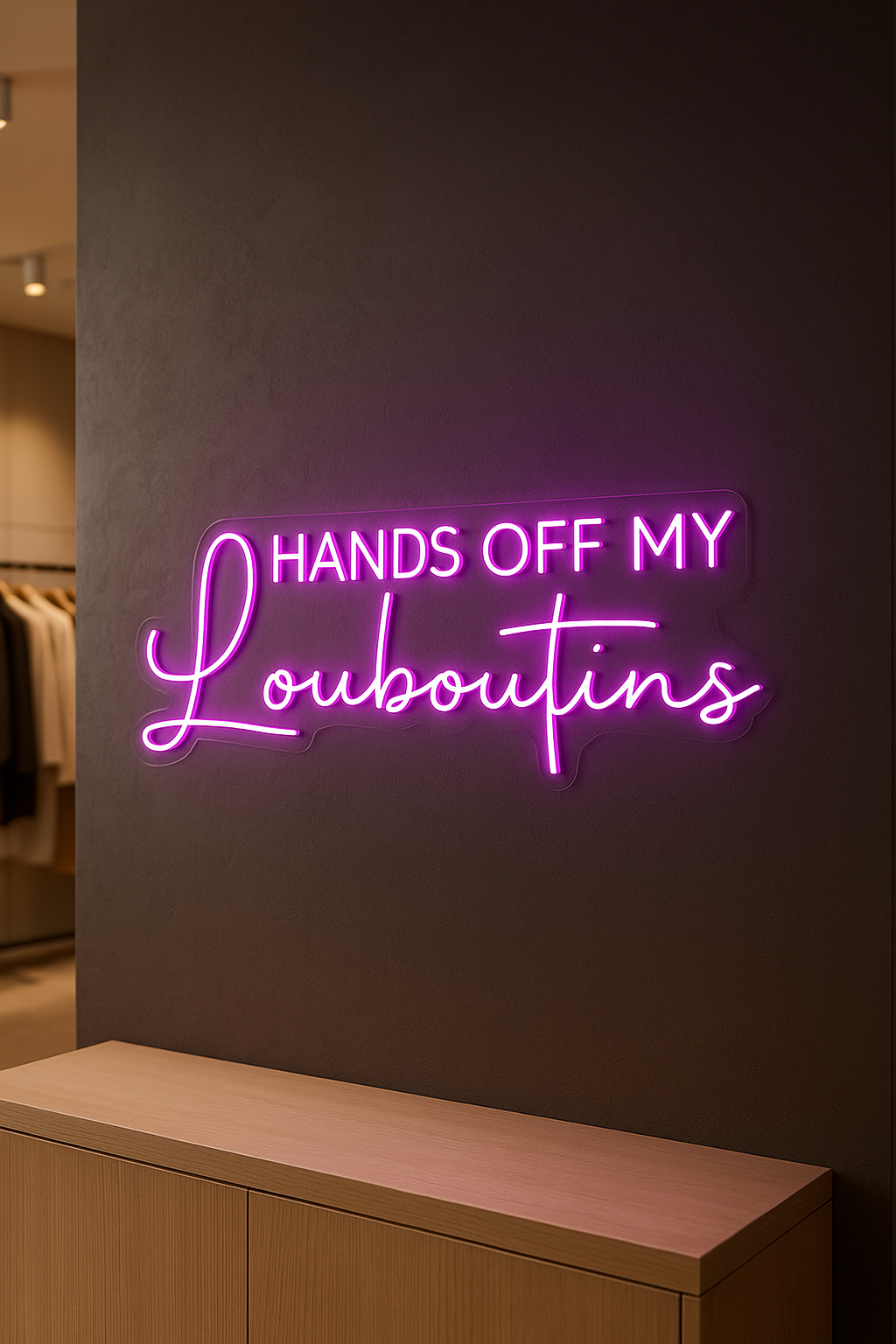 LED Neon Sign Hands Off My Louboutins 100 cm