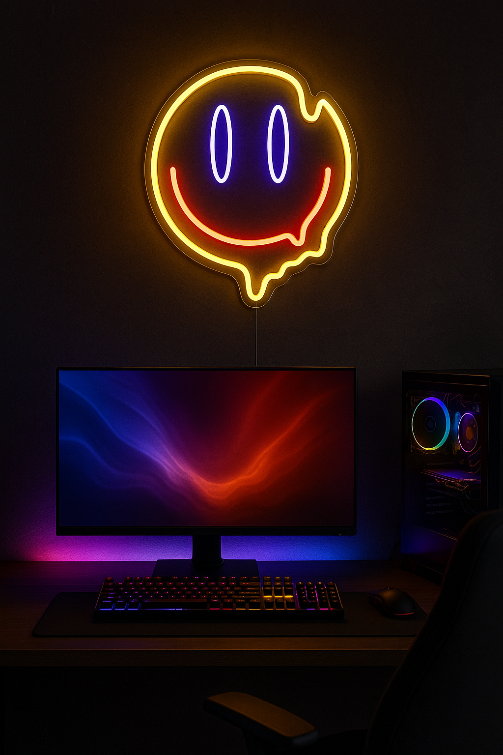 LED Neon Sign Drippy Smiley 100 cm