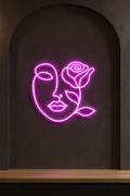 LED Neon Sign Face With Rose 100 cm