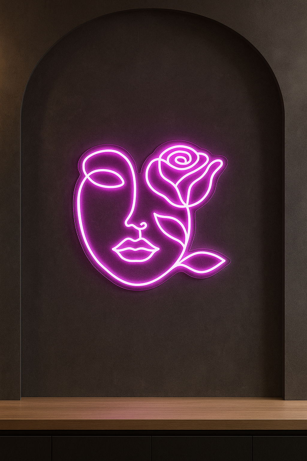 LED Neon Sign Face With Rose 100 cm