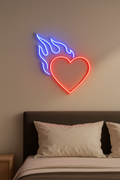 LED Neon Sign Fire Heart 100 cm